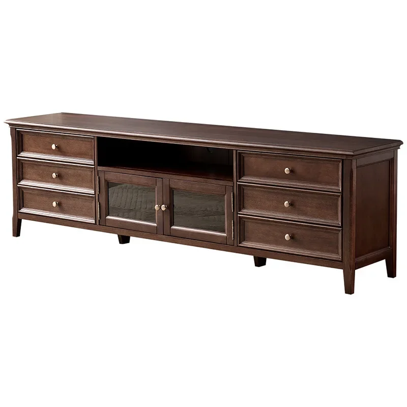 

American country solid wood TV cabinet coffee table combination, set TV cabinet, living room furniture floor