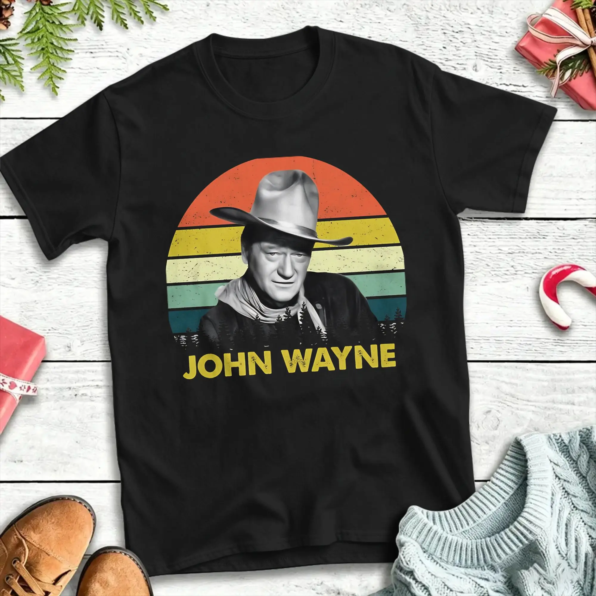 John Wayne 90s Cowboy Wester T-Shirt  Harajuku T Shirts Short Sleeve Y2K Retro Tshirt Summer 100 Cotton Plus Size Clothing