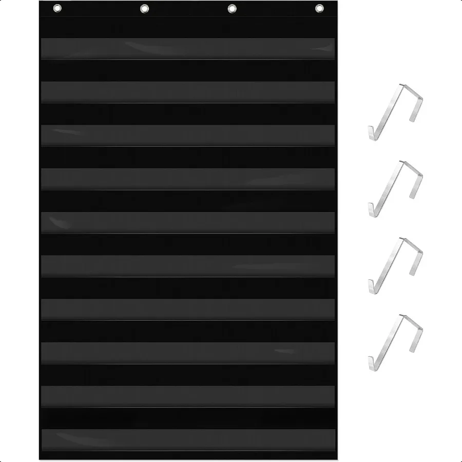 

Daily Schedule Pocket Chart Class Schedule with 10 Clear Pockets Plus 4 Over Door Hangers for Classroom Home School Schedule Or