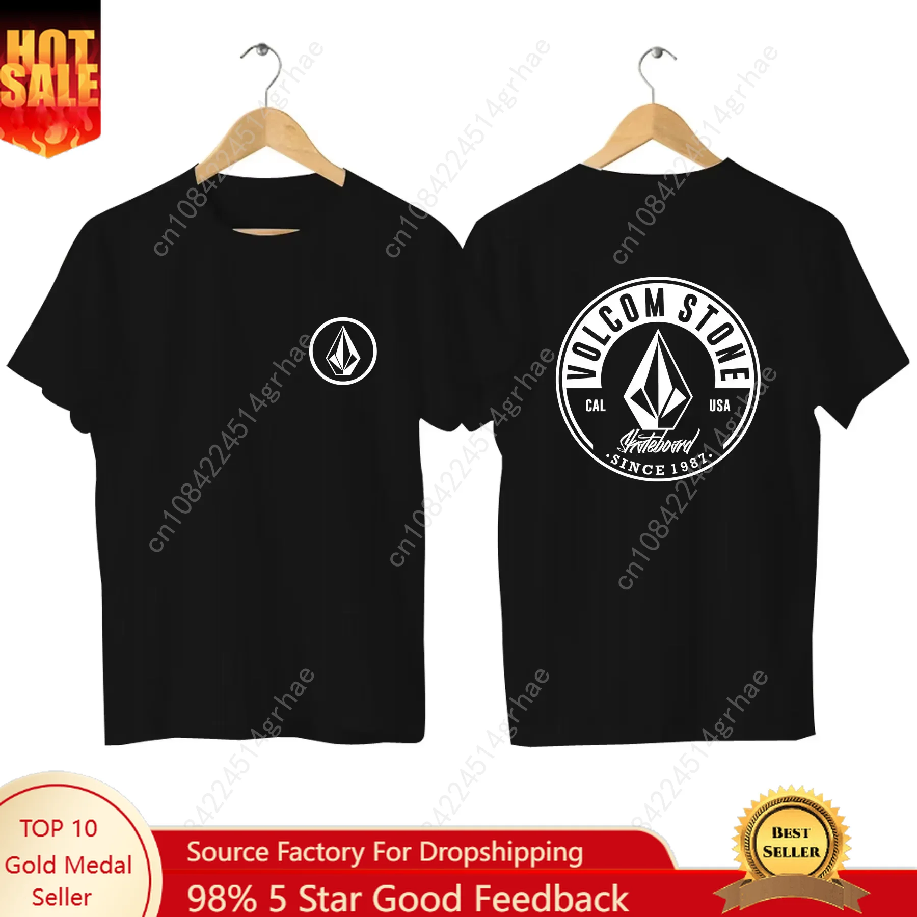 Men's clothing 100%Cotton T-shirt unisex Volcom Stone American Casual retro Trend Streetwear Hipster Fashionable Oversized shir