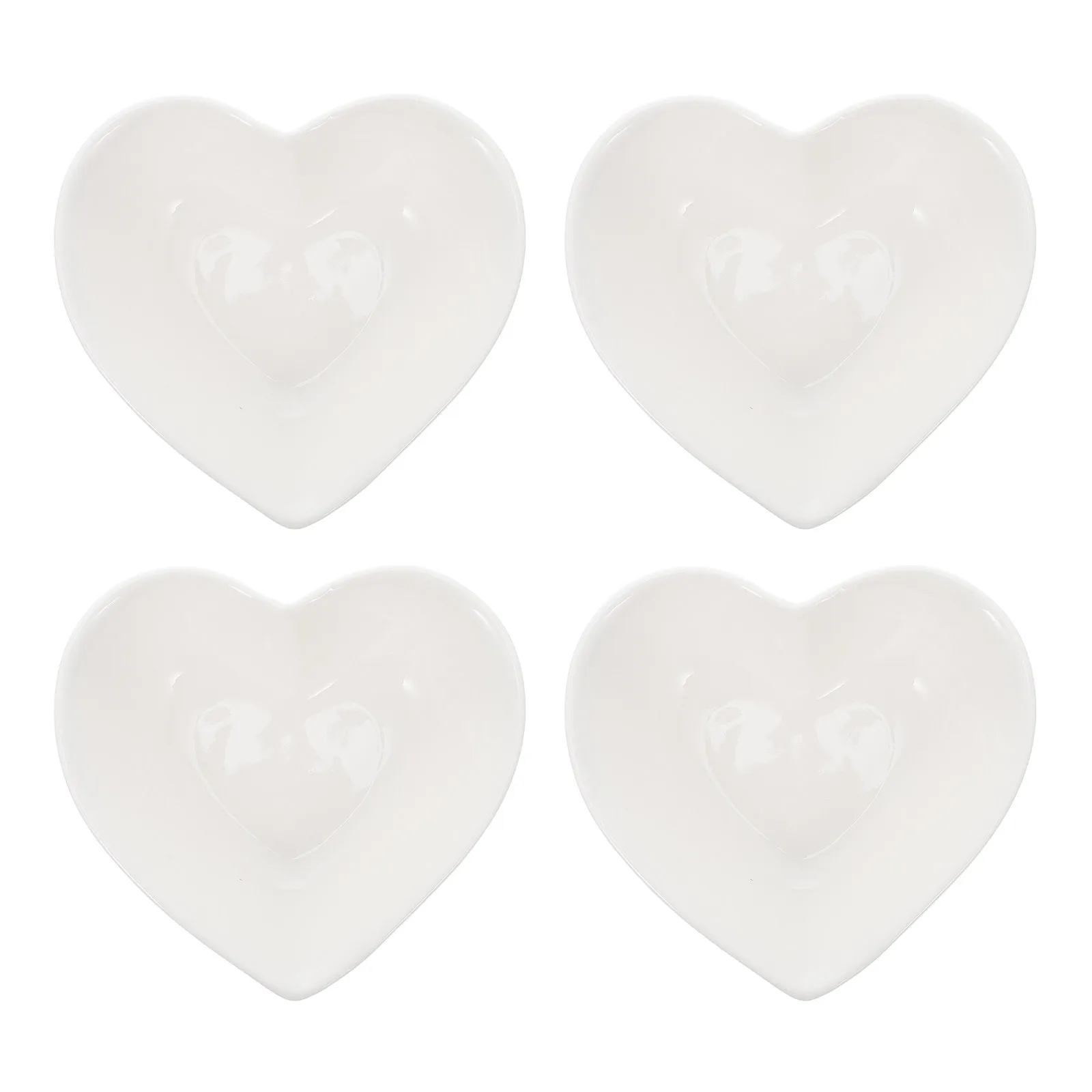 

4Pcs Ceramic Heart Shape Food Bowl Multifunctional Fruit Salad Soup Bowl Home Restaurant Use Noodle Holder Household Tableware