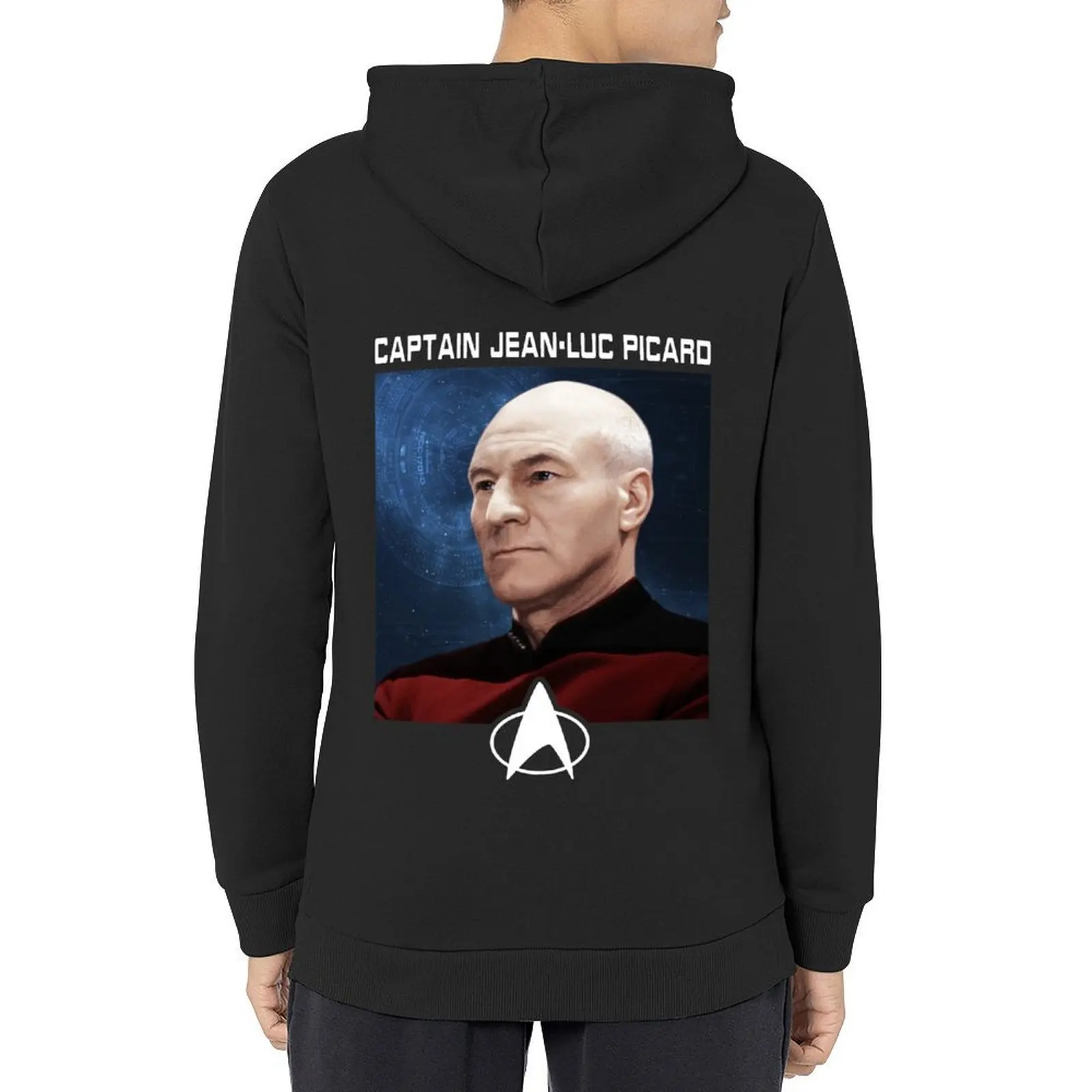 Star Trek próxima generación capitán Jean-Luc Picard retrato cartel Sudadera con capucha chaqueta de otoño hombres sudaderas con capucha