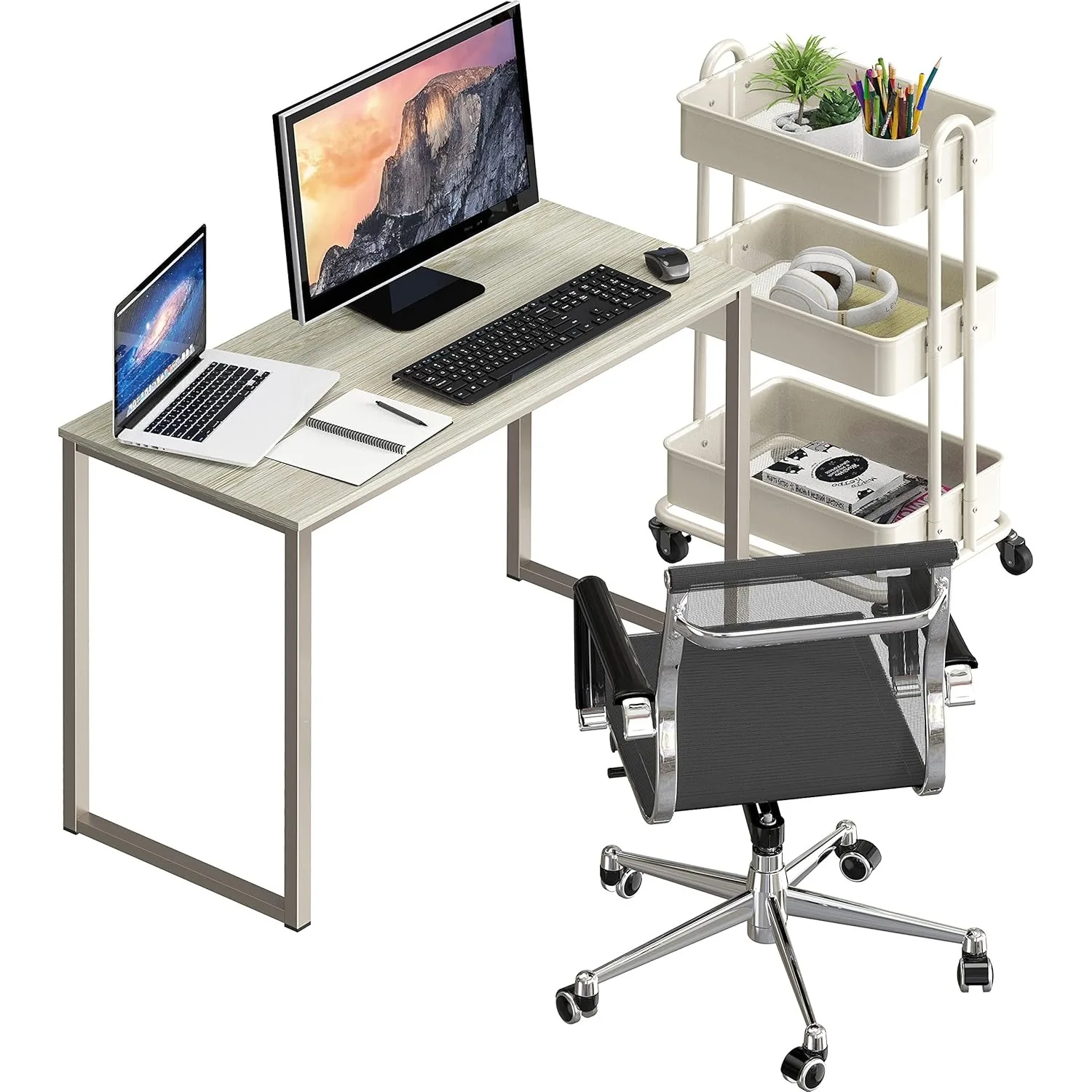 Scrivania per computer da 32 pollici per ufficio domestico, acero