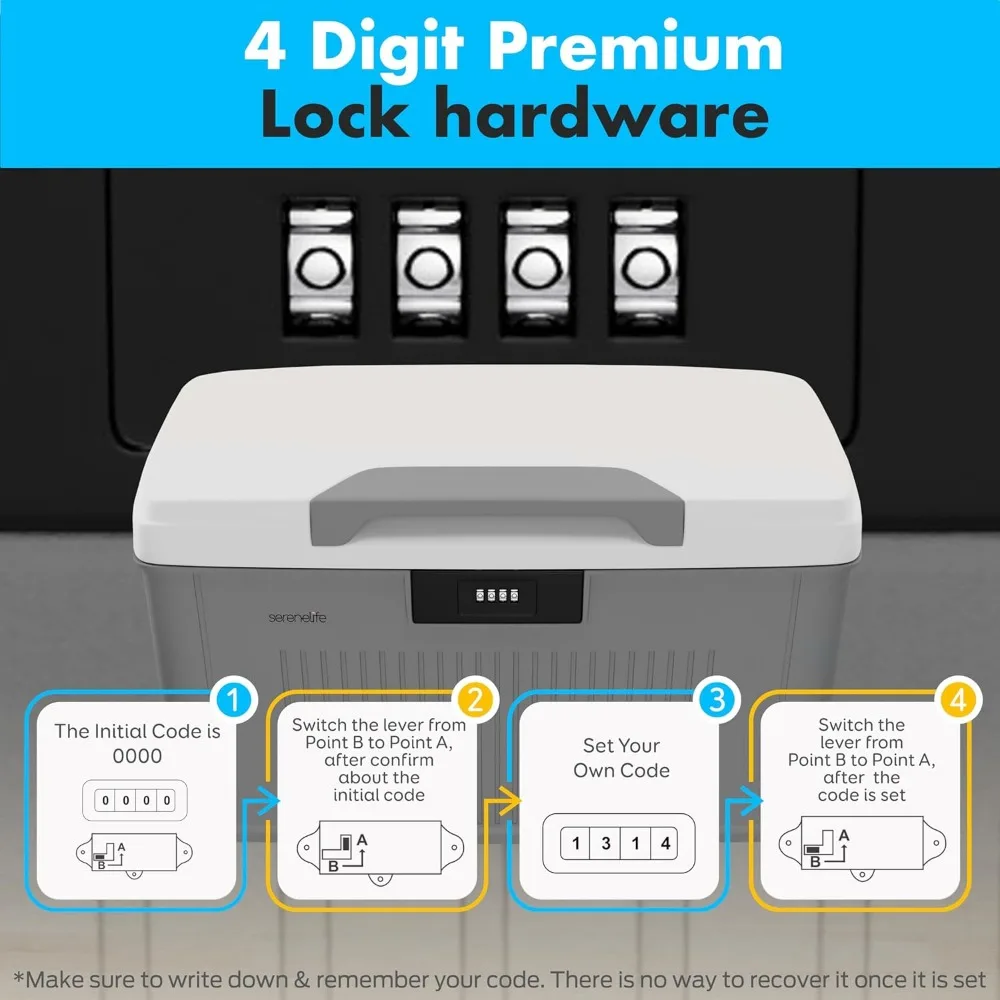 Caixa de armazenamento com tampa resistente, capacidade de 8,5 galões com fechadura combinada, design empilhável para casa e escritório