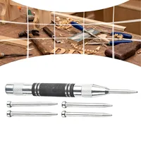 Automatic Centre Punch And 4xNeedles Adjustable Spring Loaded Drill Tool For Metal Wood Glass Hand Center Punch Punch Needle