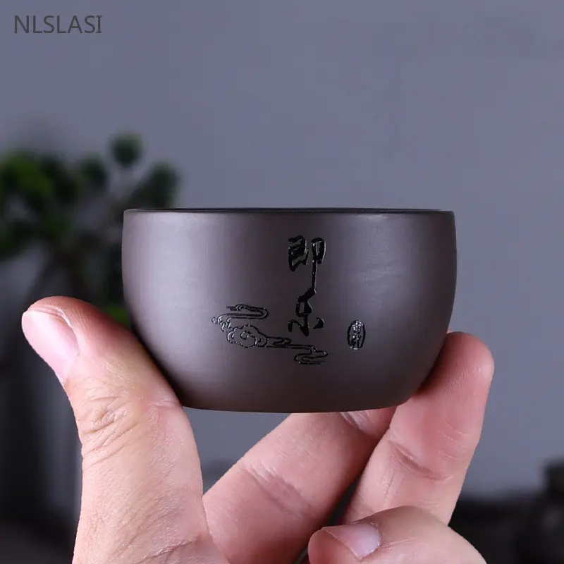 40ML Antique Purple Clay Tea Cup Chinese Portable Master Cup Household Tea Accessories Traditional Zisha Small Tea Bowl