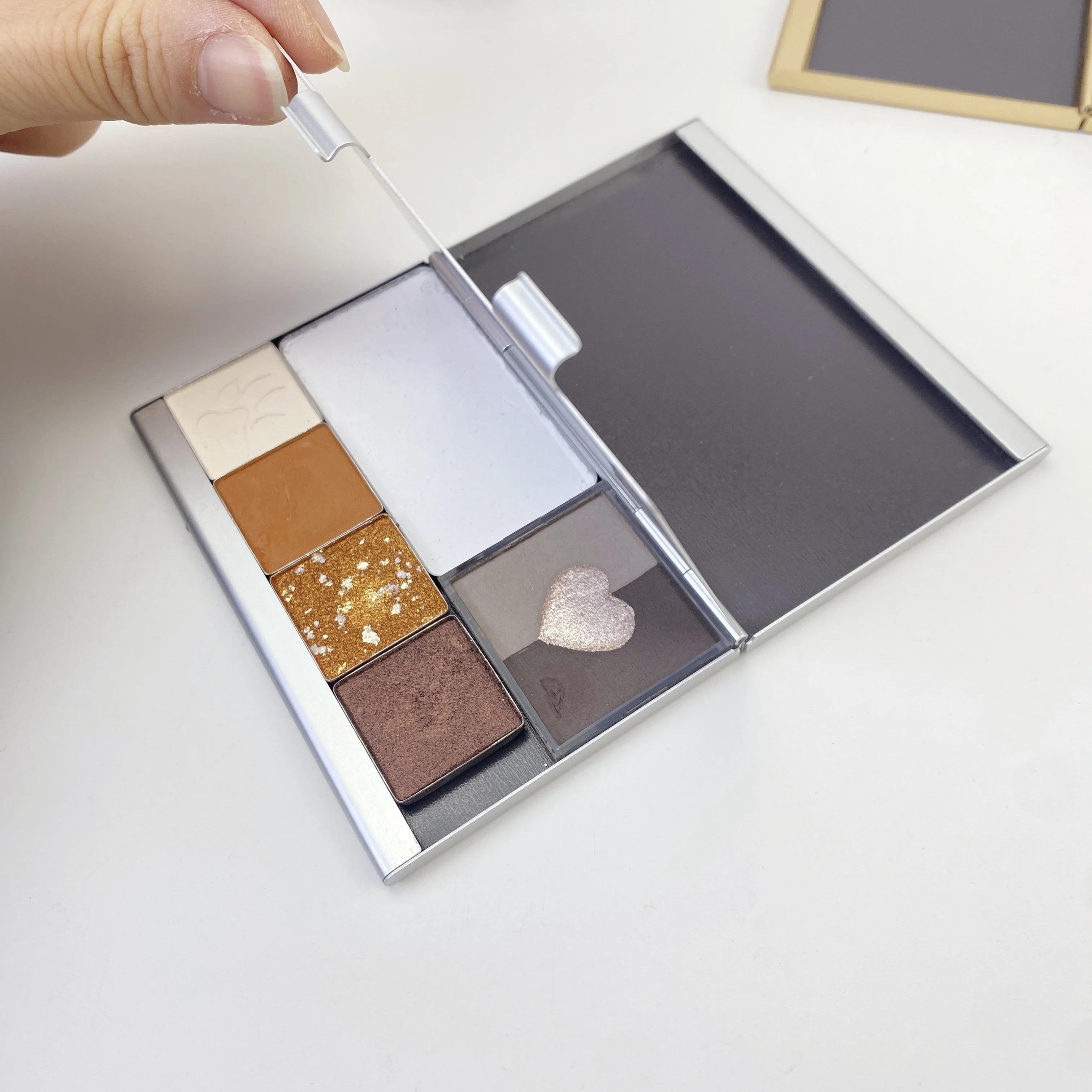 Estuche compacto DIY recargable para sombra de ojos y rubor, caja magnética ultrafina de aluminio de doble capa