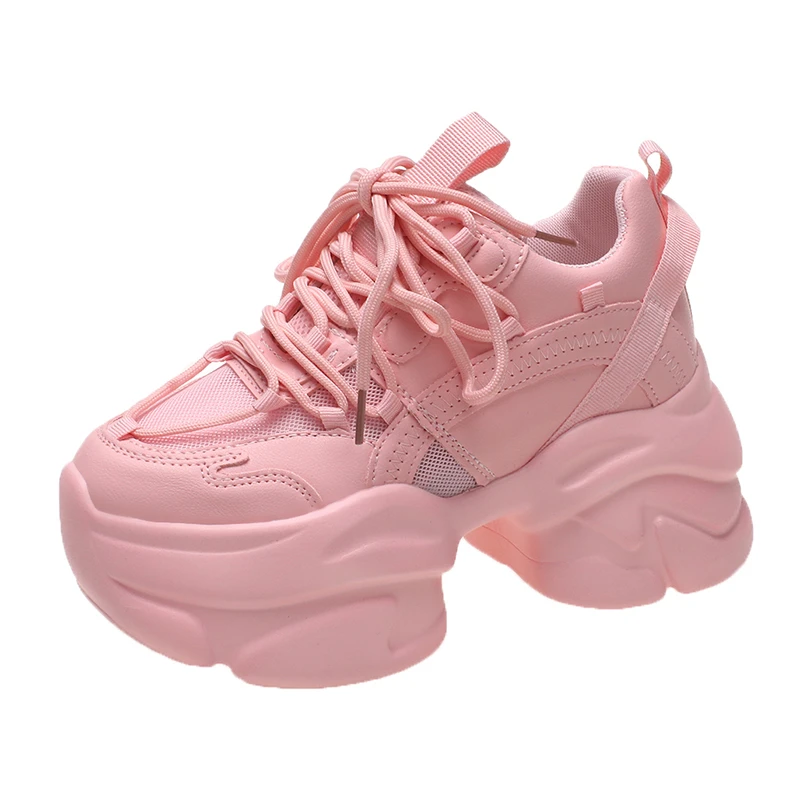 Women\'s High Platform Chunky Sneakers Woman 2023 Fashion Women Sports Shoes Pink White Sport Sneaker Tennis Elegant 34