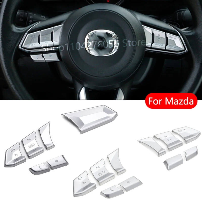 

Bright Car Steering Wheel Button Decoration Accessories Protection Trim For Mazda CX-5 CX5 M3 Axela CX-8 CX8 CX-4 CX4 Accessorie