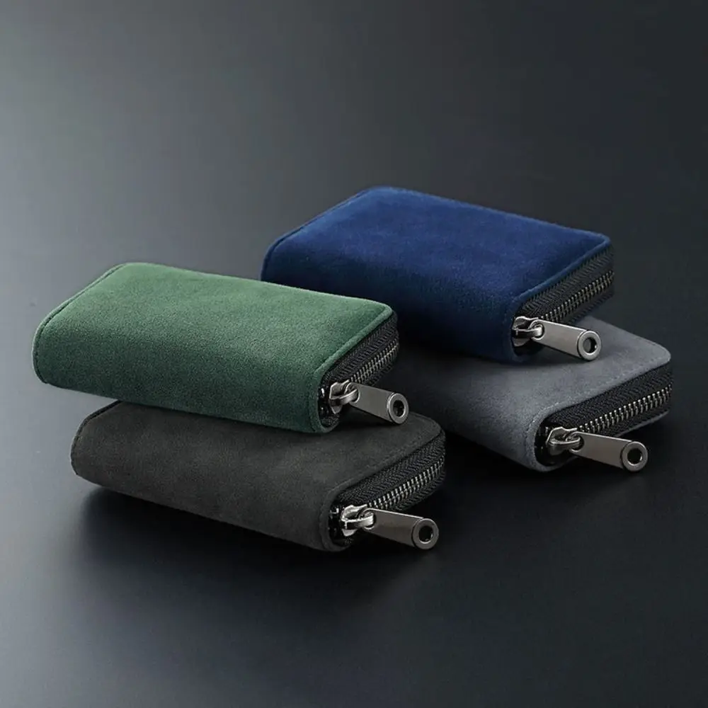 Borsa per carte da uomo multifunzionale 18 slot per carte 2 piccole slot per cambio Porta carte di credito Porta carte con cerniera anti-smagnetizzazione