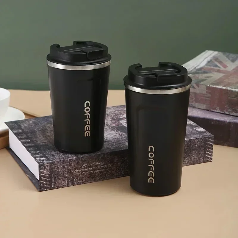 Thermo Cafe Car Thermos Mug for Tea Water Coffee Leak_Proof Travel Thermo Cup Coffee Mug 380/510ML Double Stainless SteelThermo