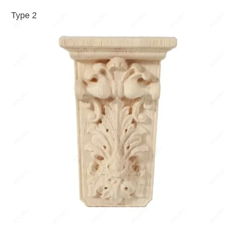 Retro Vintage Wood Carved Onlay Applique Carpenter Frame Decal Furniture Decoration Wooden Craft Decorative Door Flower Ornament