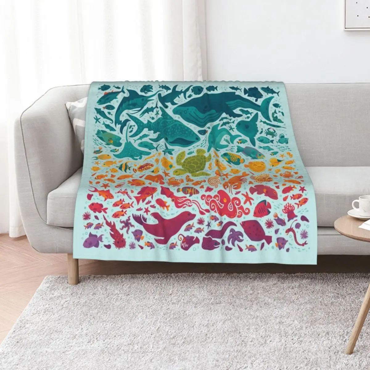 Aquatic Spectrum 2 : light blue Throw Blanket Soft Plaid halloween Single Tourist Fashion Sofas Hair Blankets