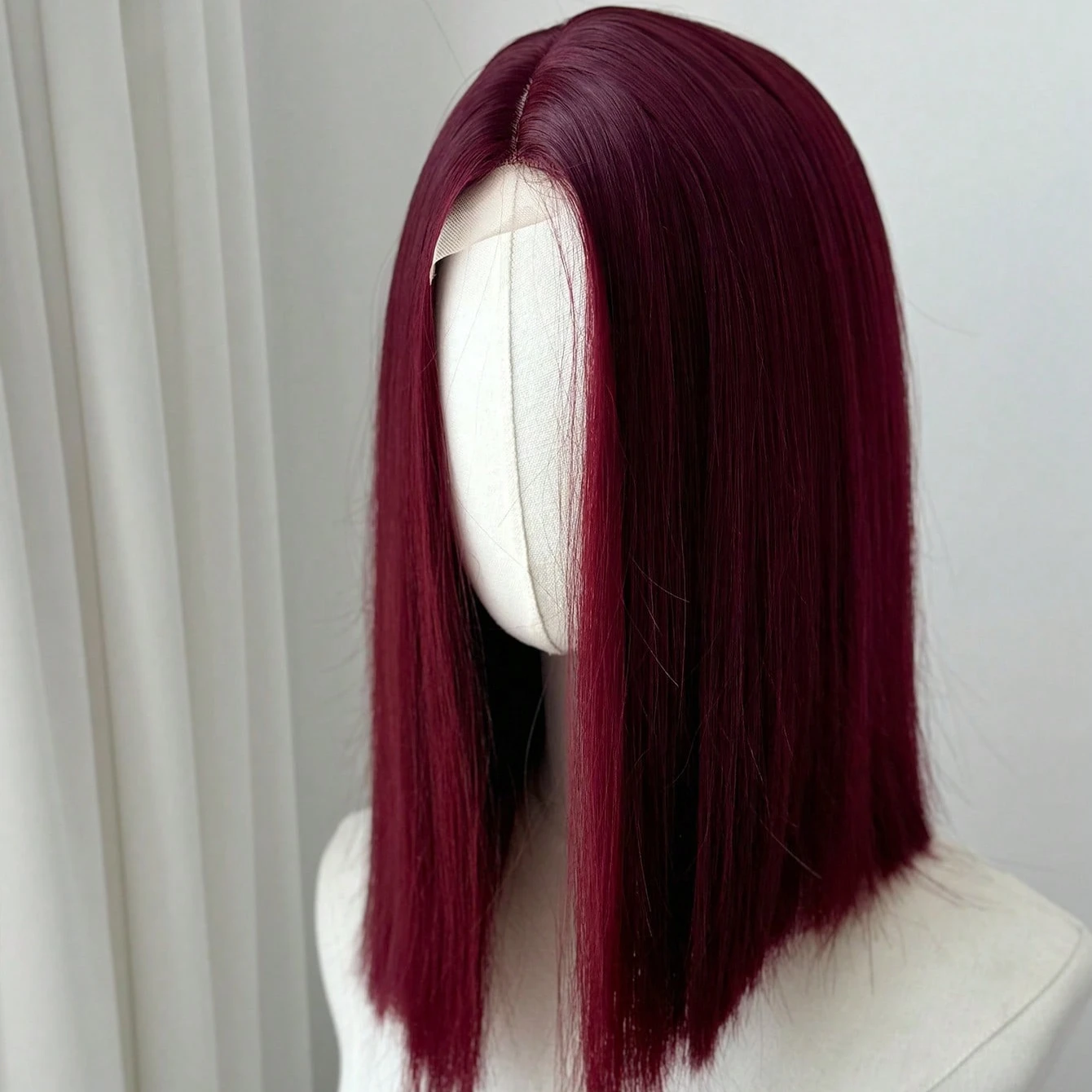 Ashely Bob Red Lace Front Wigs for Women Short WINE RED Bob Wig Middle Part Synthetic Hair Wigs Heat Resistant Cosplay Hair Wigs