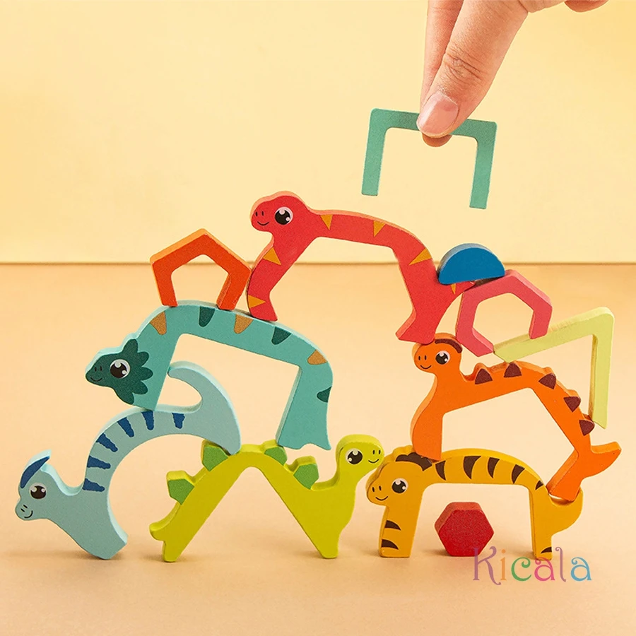 ﻿Children's Wooden Educational Toys Sorting Stacking Preschool Color Shape Dinosaur Classification Cognition Game Christamas Toy