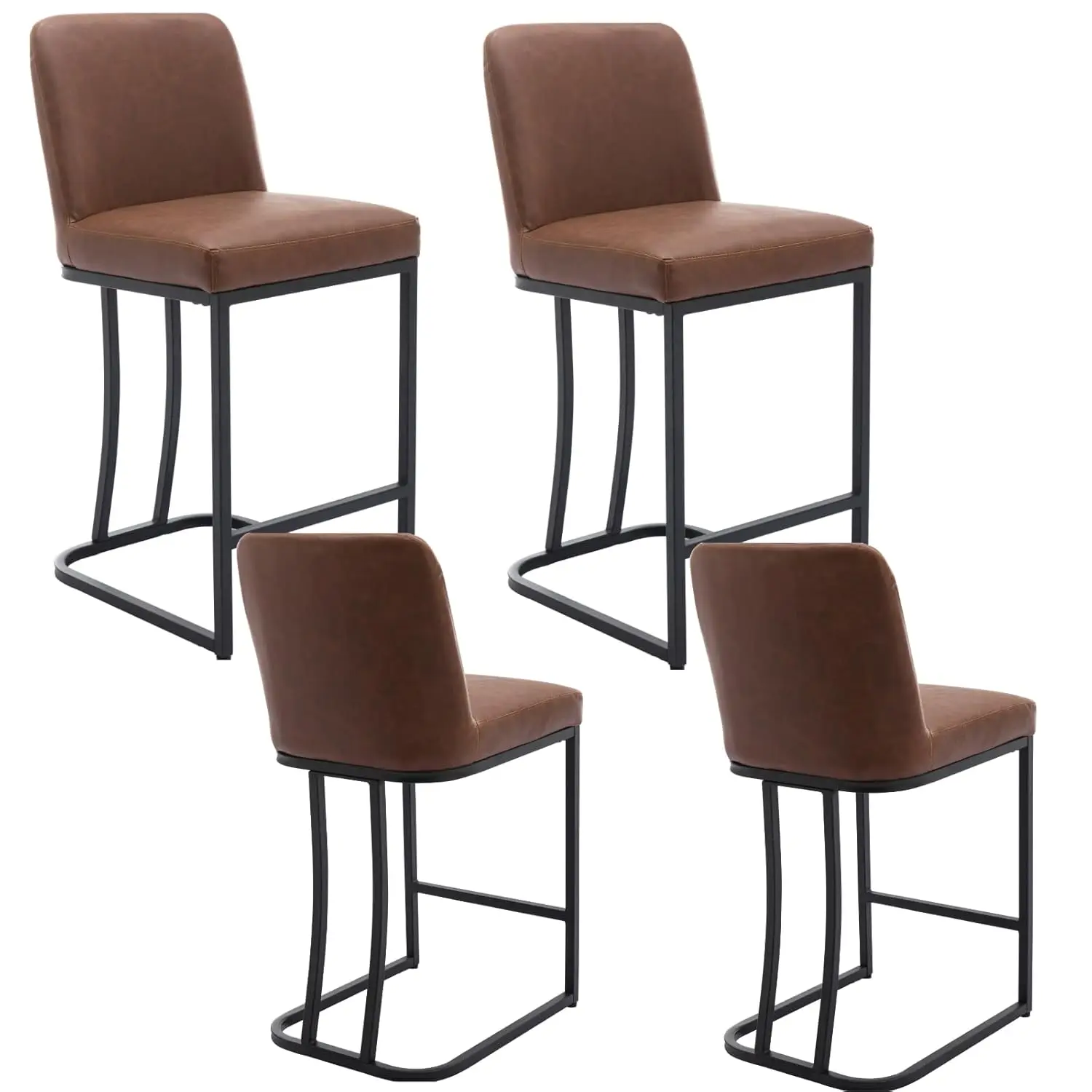 

Bar Stools Set Of 4, 24" Counter Height Barstools With Back, Modern PU Leather Bar Stool For Kitchen Island,, Customized