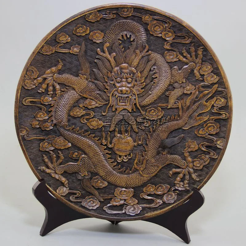 

Vintage Jade Crafts Factory in Stock Imitation Snowflake Jade Single Dragon Plate Hanging Plate Ornaments Free Shelf