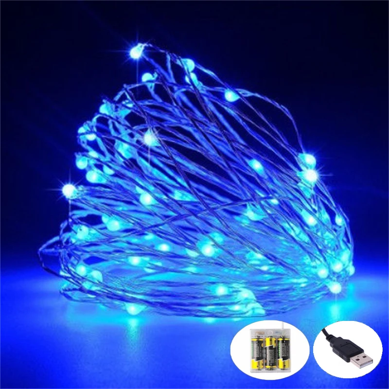 USB/Batterie Betrieben 5/10M LED String Licht Kupfer Draht Fee Warme Weiß Multicolor Garland Home Weihnachten party Im Freien Dekor