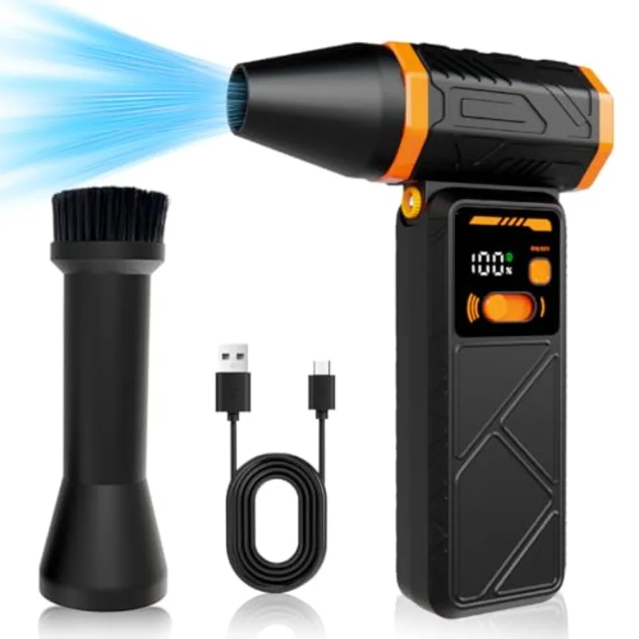 

Compressed Air Duster330 000RPM Electric Air Duster with LED Light Rechargeable Cordless Mini Air Blower Adjustable Stepless Co