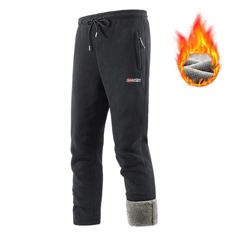Men's Polar Fleece Pants Winter Thicken Warm Casual Fleece-Lined Jogging Sweatpants Men Loose Oversized Straight Trousers Male
