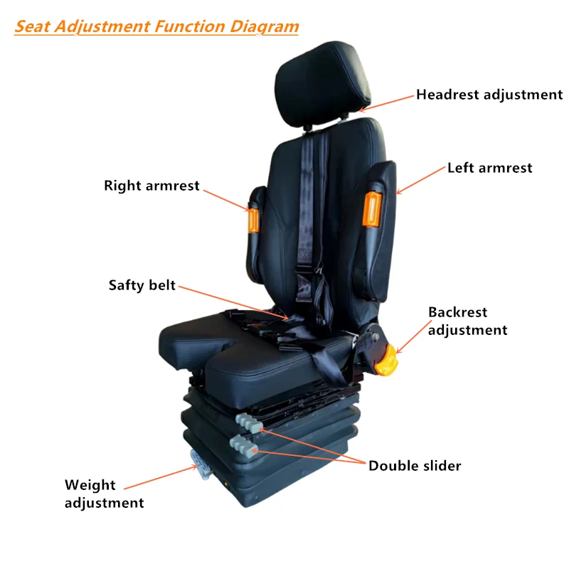 Airow Auto Support Custom Mining Engineering Machinery Suspension Customer Driver Seats and Passenger Seats Mechanical Suspensio