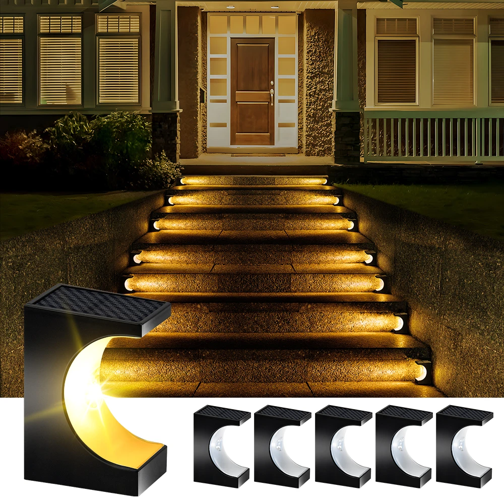 

6Pcs/12Pcs Waterproof IP65 LED Solar Stair Light Outdoor Deck Lights For Stair Step Garden Porch Patio Terrace Balcony Decor