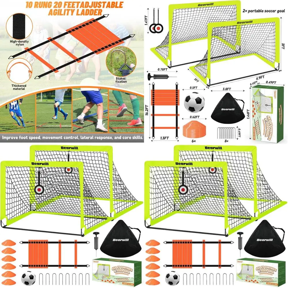 

Portable 2-4x3ft Soccer Goal Set for Kids with Ball, Ladder, Cones, and Targets