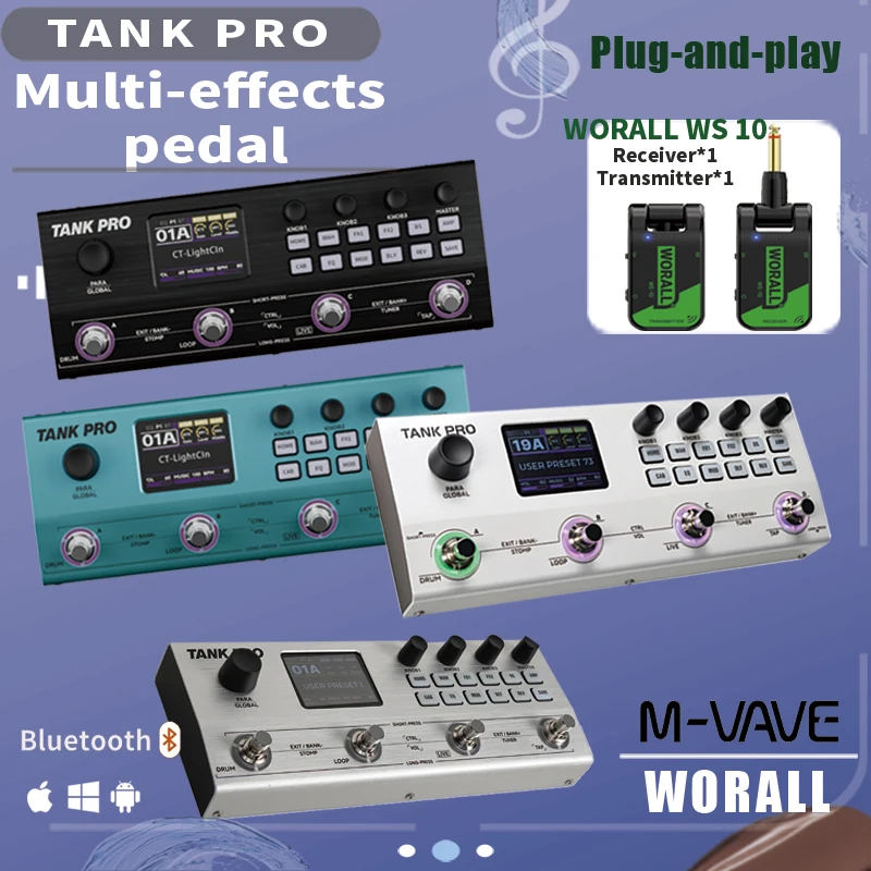 M VAVE TANK G/B TANK PRO Multi-Effects Processor, Wireless Guitar