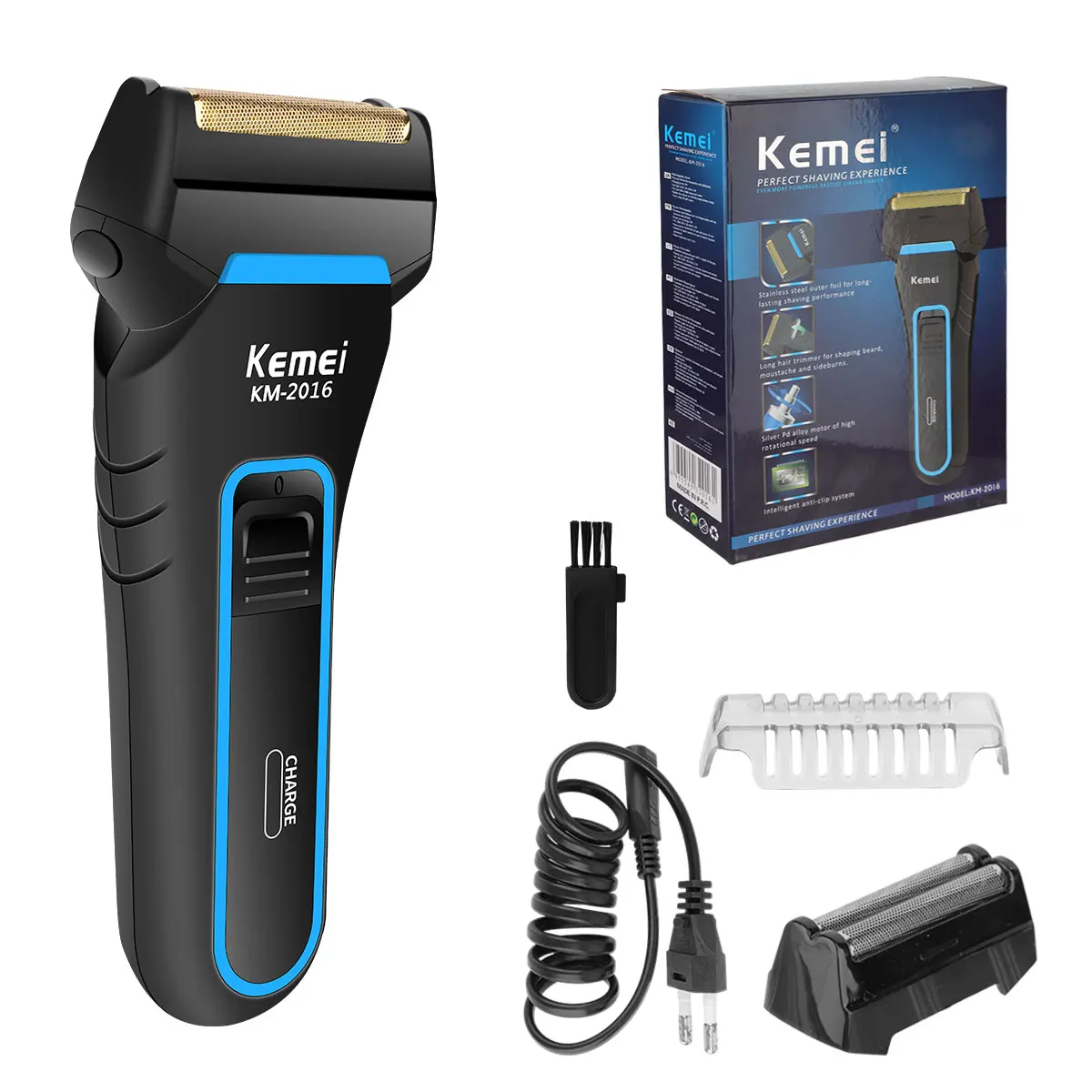 

Kemei Washable Wet & Dry Electric Shaver For Men Face Beard Electric Razor Rechargeable Head Bald 3-Blade Shaving Machine System