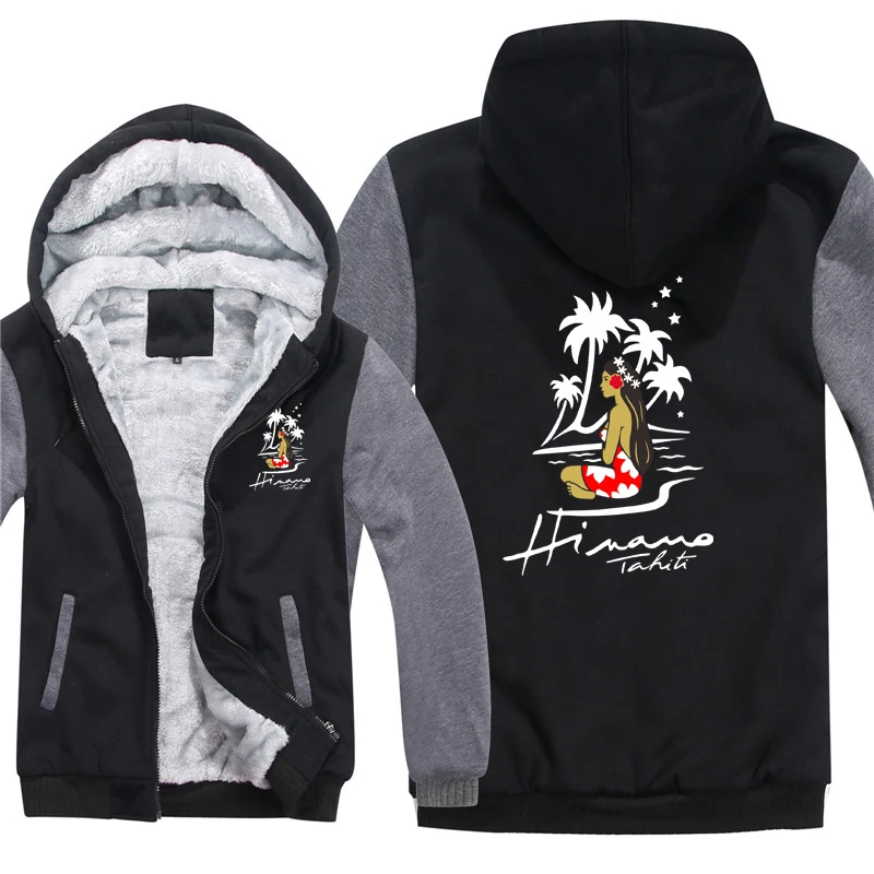 Winter Hinano Tahiti Bier Hoodies Reißverschluss Dicke Unisex Hinano Tahiti Sweatshirt Mann Mantel Fleece Streetwear Jacke