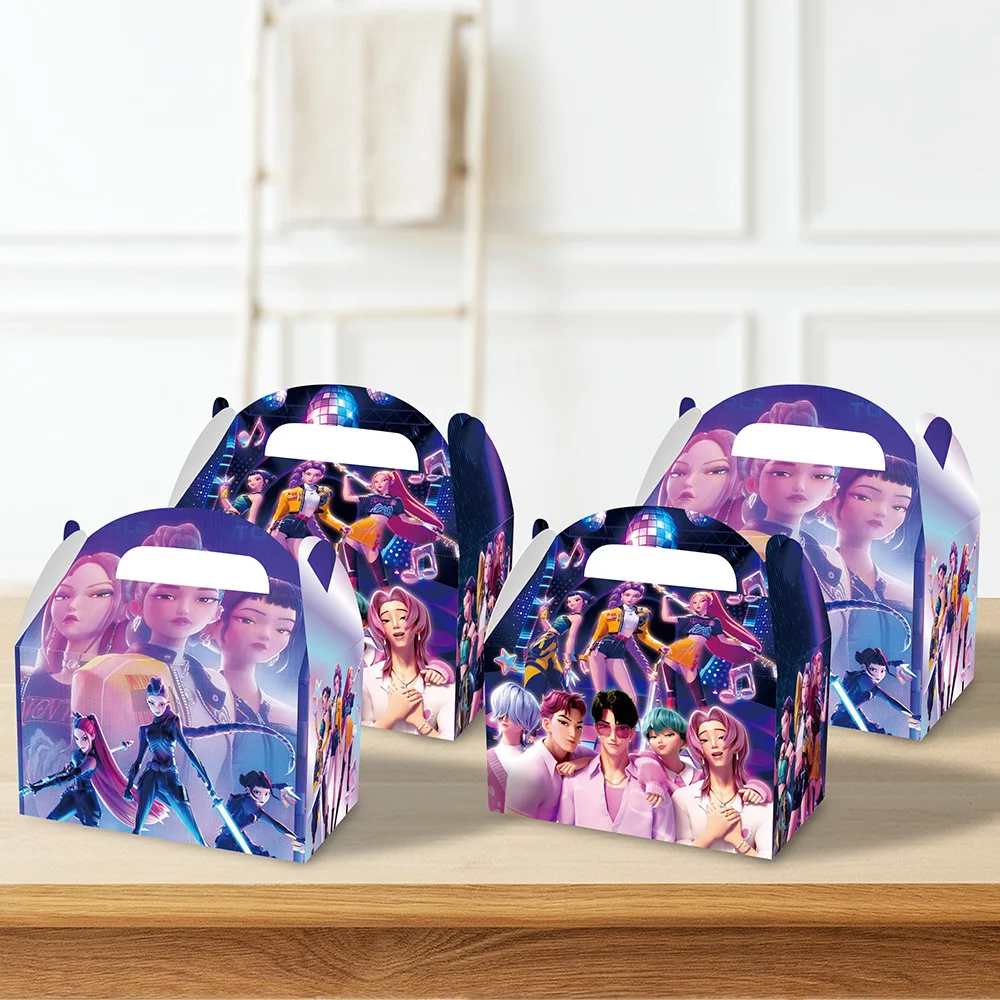 Scatola regalo decorativa per festa di compleanno per ragazze a tema KPop Scatola di caramelle Scatola di carta portatile con corna e bomboniere Cacciatori di demoni