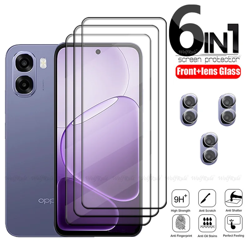 

6-in-1 For OPPO A6S Glass OPPO A6S Tempered Glass Full Cover Glue 9H HD Phone Protective Screen Protector OPPO A6S Lens Glass