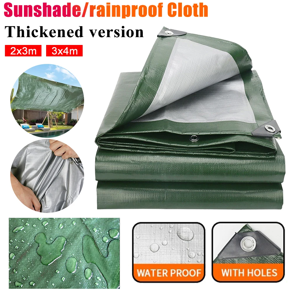 3mx4mx5m/2m Large Tarpaulin Waterproof Heavy Duty Tarp Rain Cover Reinforced Multipurpose Outdoor Garden Backyard Awning Canopy