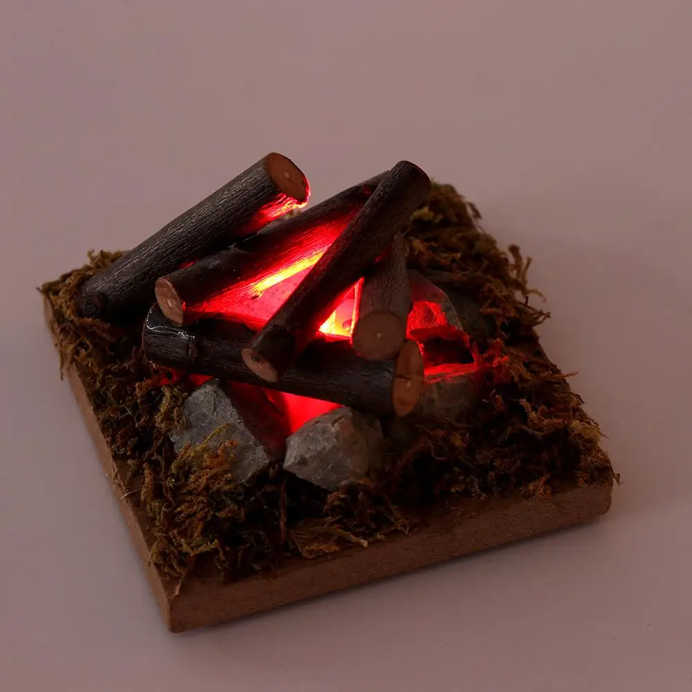 Chopping Wood Playing House Micro Landscape Fairy Garden Decor Miniatures Campfire Villa Scene Model Dollhouse Bonfire