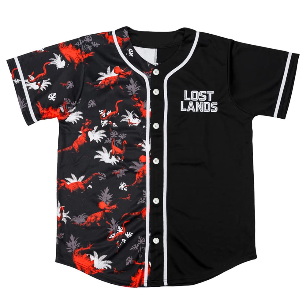 Excision 23 LOST LANDS SPLIT BASEBALL JERSEY Harajuku Thin button Baseball Uniform Men/Women Baseball Jersey