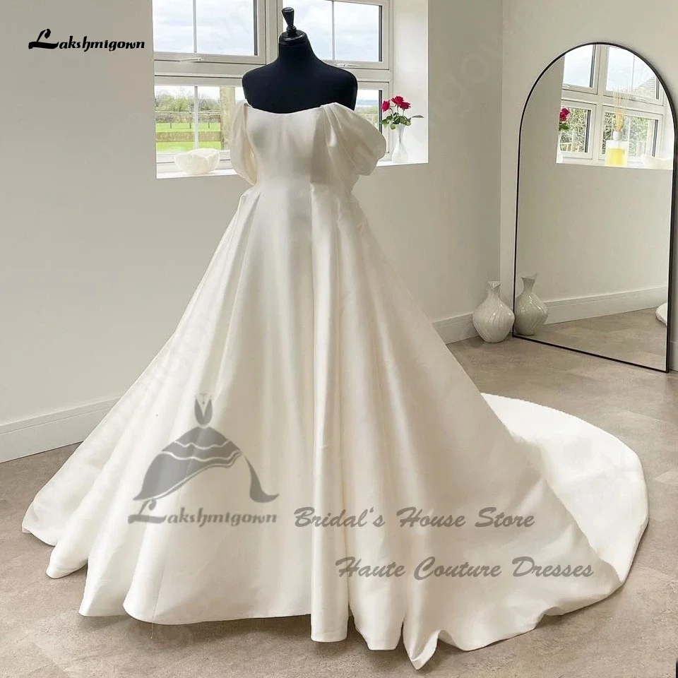 Lakshmigown Schulterfreies Satin-Hochzeitskleid Luxus 2025 Vestidos Noivas Prinzessin Off-White Brautkleid Maßanfertigung – Detail 3