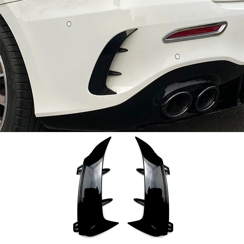 Car Rear Bumper Splitter Spoiler Air Vent Cover Side Canard For Mercedes-Benz A-Class W177 A180 A200 A35 AMG Sedan 2019-2021