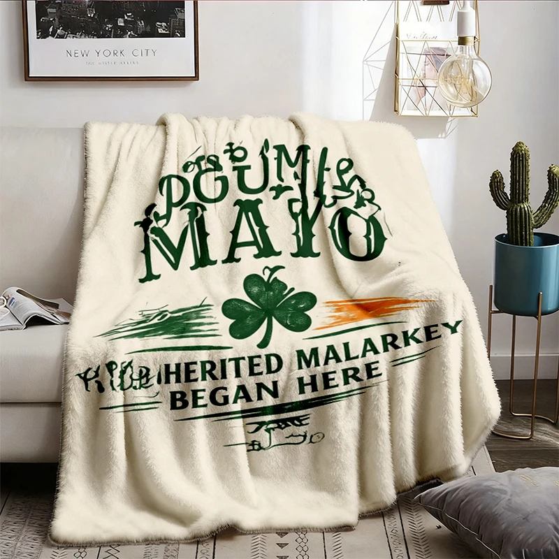 County MAYO Ireland Flannel Blanket, My Inherited Malarkey Began Here, Irish Roots Flannel Throw