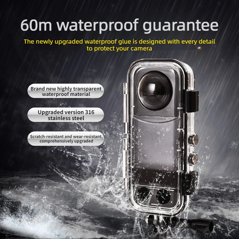 

60M Underwater Dive Case for Insta360 X4 Waterproof Shell for Insta 360 X3 Clear Invisible Protective Cover Camera Accessories