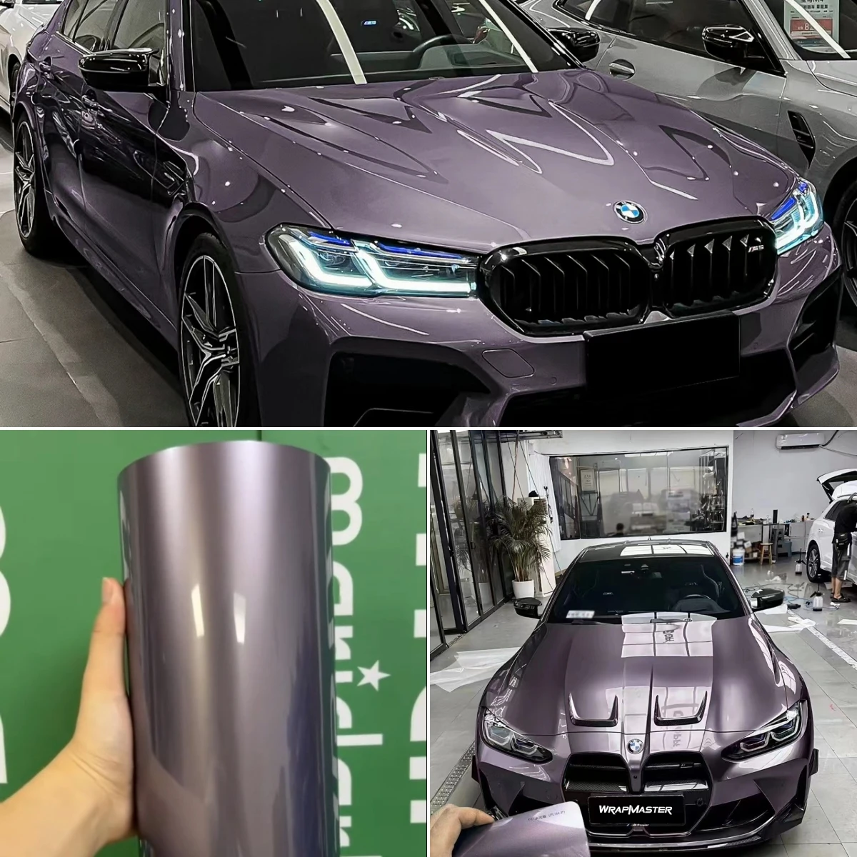 Easy to Install Removable Premium PET Car Wrap Car Body Film Auto Vinyl Stretchable Bubble‑Free Metallic Purple