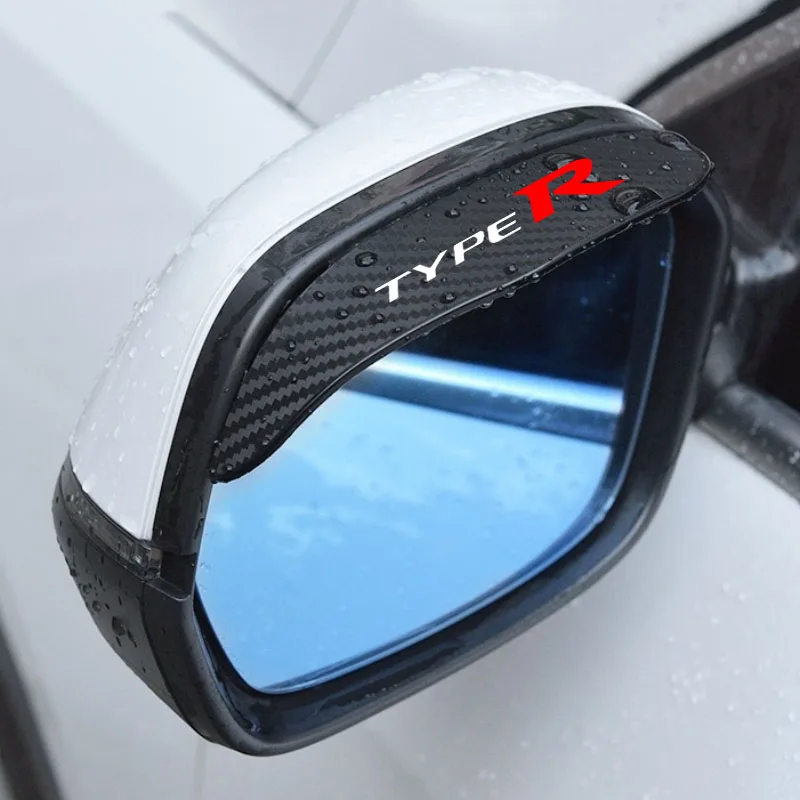 2Pcs Car Rearview Mirror Rain Eyebrow Carbon Fibre Rain Bar For TYPER TYPE-R Civic XR-V HR-V Accord Odyssey Auto Accessories
