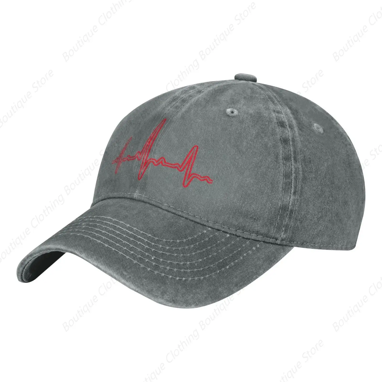 

Ekg Heartbeat Unisex Adjustable Cowboy Baseball Cap Jogging Washed Denim Hat