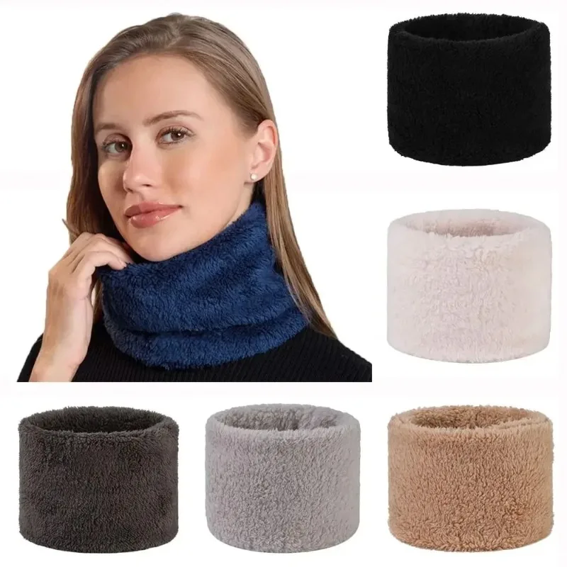 Moda de pelúcia pescoço gaiter manter quente cor sólida colar à prova de frio meia máscara facial para outono inverno