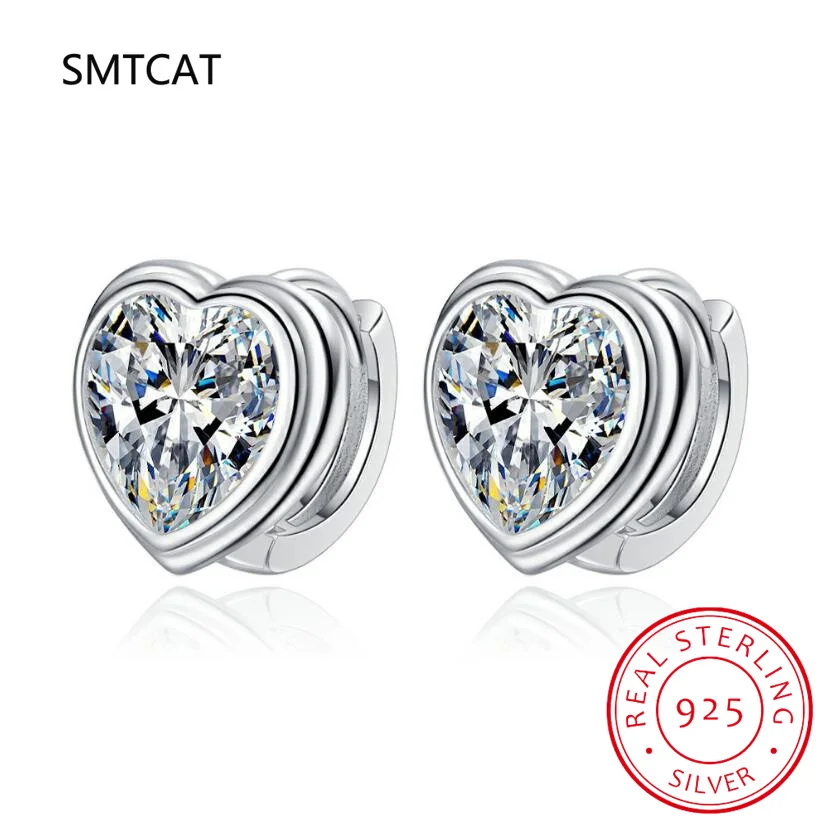 

2ct D Color Moissanite Heart Hoop Earrings For Women Wedding Bridal S925 Sterling Silver Couples Stud Earring Anniversary Gift