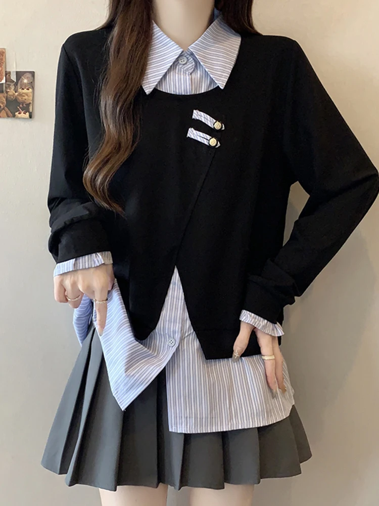 

Длинное полосатое платье для женщин больших размеров, скрывающее живот, в стиле колледж, осенне-зимнее, новинка, модное женское...