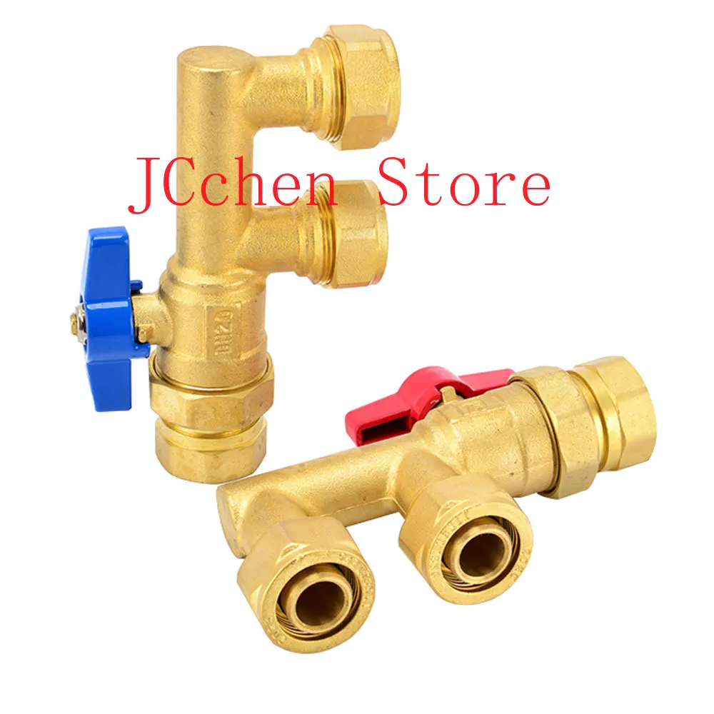 

3/4" 1" BSP Male X 1620 2025 2632 PEX-AL-PEX Brass 3 Port F-Shape Ball Valve Sub-floor Heating Water Splitter