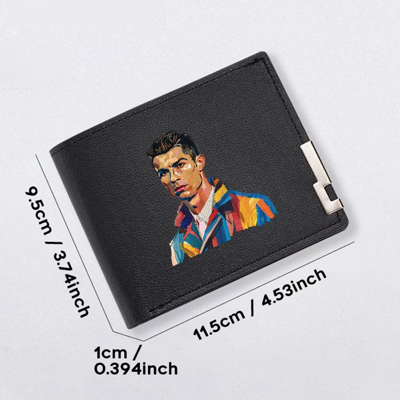 CRISTIANO RONALDO PORTRAIT МУЖСКИЙ КОЖАНЫЙ КОШЕЛЕК ИЗ ПУ Тонкий БИЗНЕС-СТИЛЬ ДЕНЬ ИСПОЛЬЗОВАНИЕ СВЕТЛОЕ МОДНЫЕ АКСЕССУАРЫ