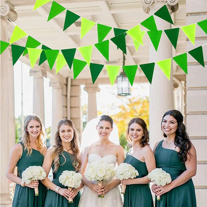 Green Safari Jungle Birthday Tropical Party feltro Bunting Banner Triangle Flags Hanging Fabric Garland gagliardant Garden Decorations