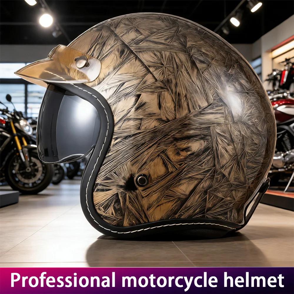 Winter Motorcycle Helmet Three-Quarter with Visor for Pedal Motorcycles Protective Headgear for Bikers
