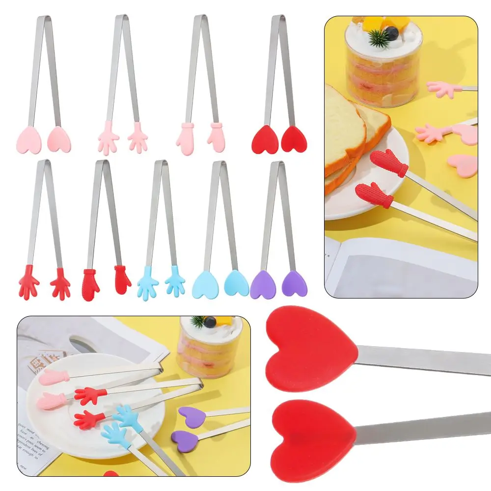 Kitchen Accessories Bread Non-slip Handles Mini Creative Snack Food Tong Silicone